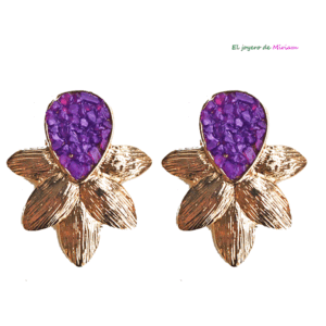 Pendientes morados piedras