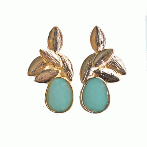 Pendientes verde agua hojitas