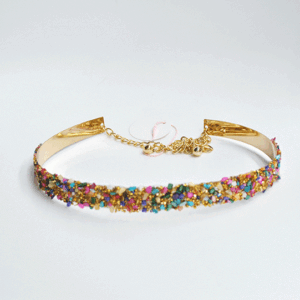 Cinturón dorado piedras multicolor