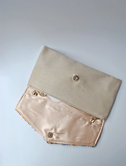 Cartera beige piedras multicolor - Imagen 3