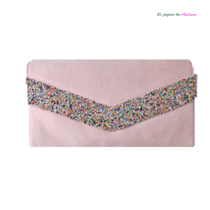 Cartera rosa brillantes plateados