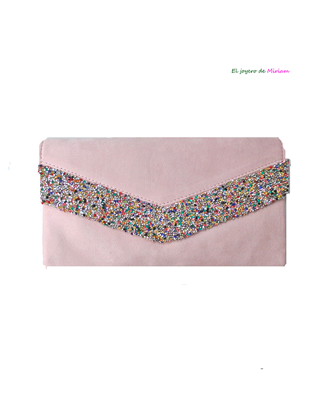 Cartera rosa brillantes plateados