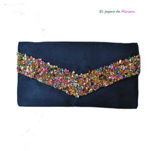 Cartera azul marino  piedras