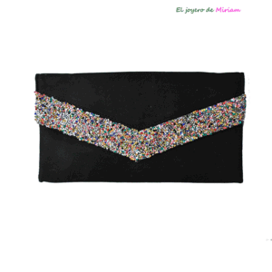 Cartera negra con brillantes