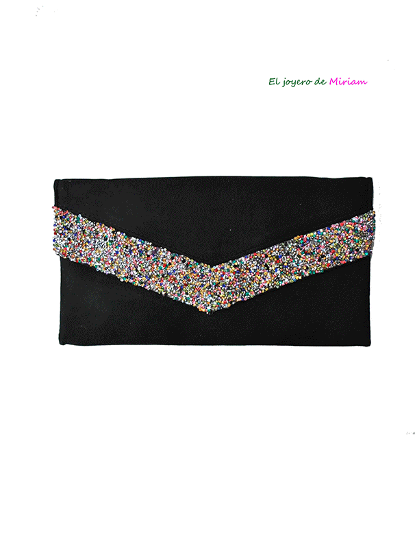Cartera negra con brillantes