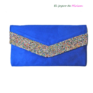 Cartera azul eléctrica brillantes