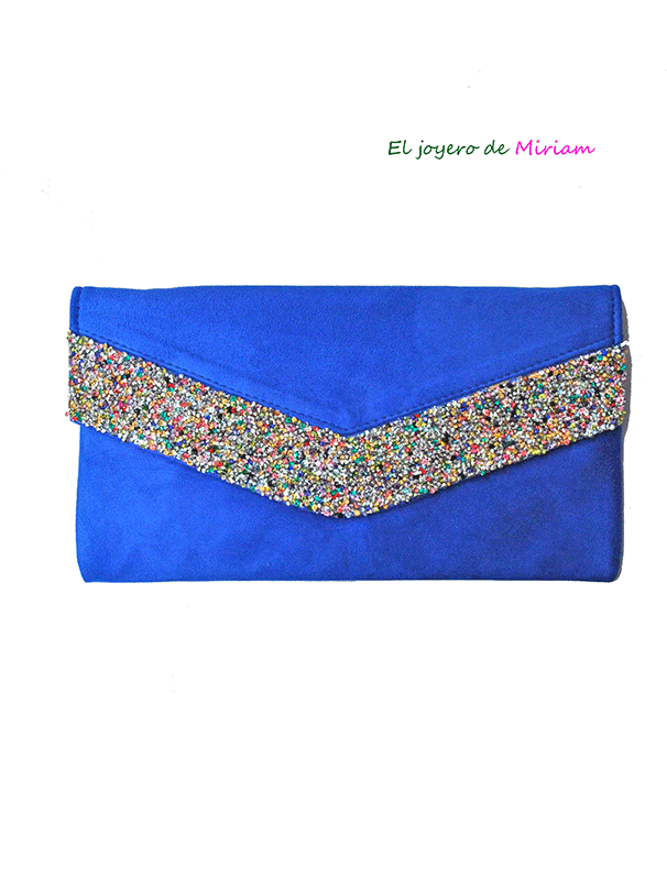 Cartera azul eléctrica brillantes