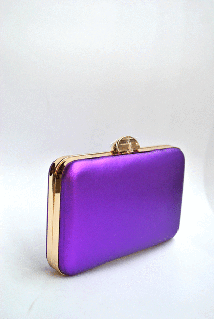 Bolso clutch morado metalizado - Imagen 2