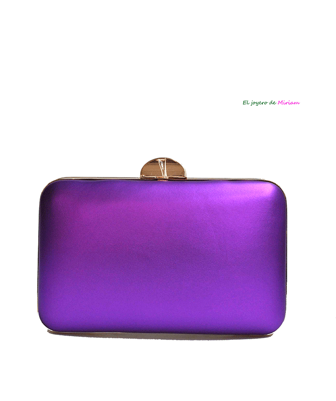 Bolso clutch morado metalizado