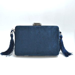Clutch azul marino y plata