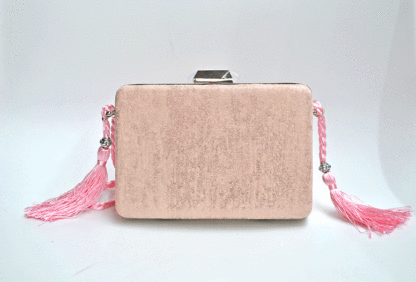 Clutch nude brillo y plata