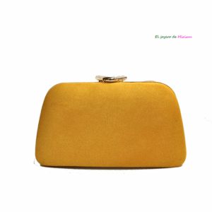 Bolso clutch mostaza ovalado