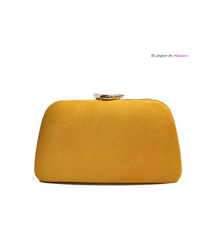 Bolso clutch mostaza ovalado