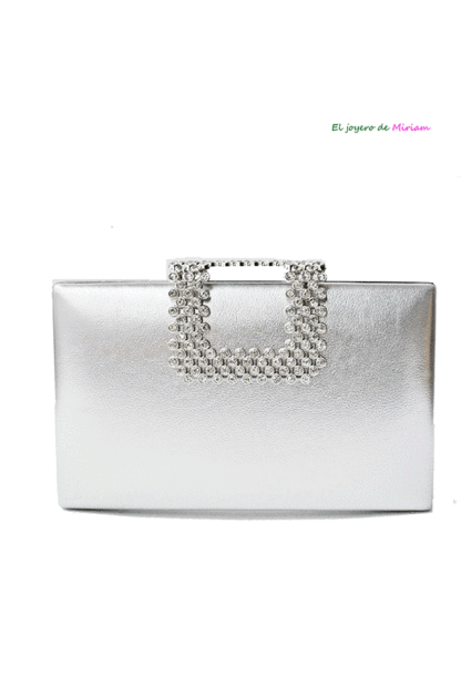 Clutch plateado broche brillantes