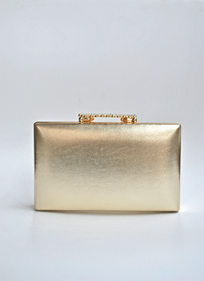 Clutch dorado cierre brillantes - Imagen 4