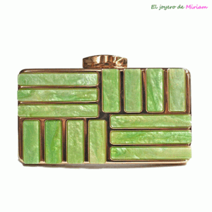 Bolso clutch nácar verde lima