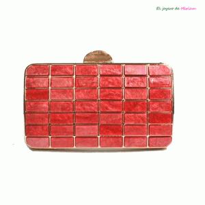 Clutch rojo y dorado nácar