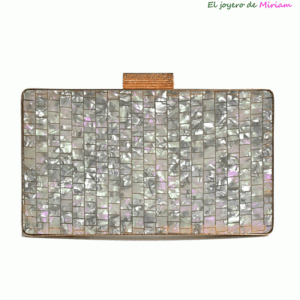 Clutch grisáceo caja nácar