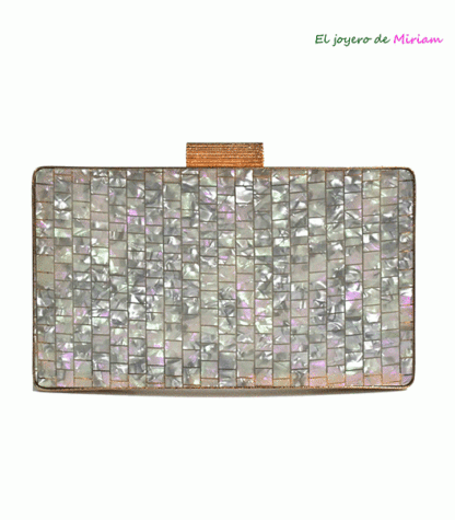 Clutch grisáceo caja nácar