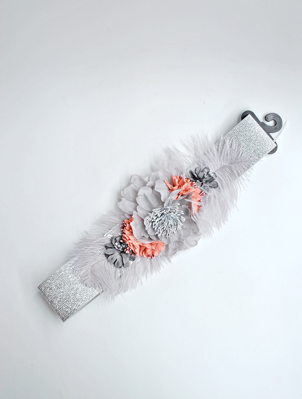 Cinturón rosa y plateado