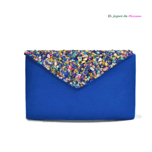 Clutch azul eléctrico pedrería