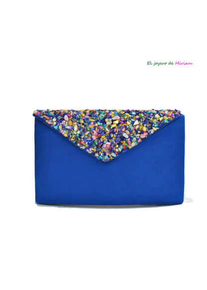 Clutch azul eléctrico pedrería