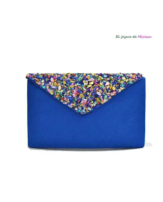 Clutch azul eléctrico pedrería