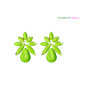Pendientes verde lima flor