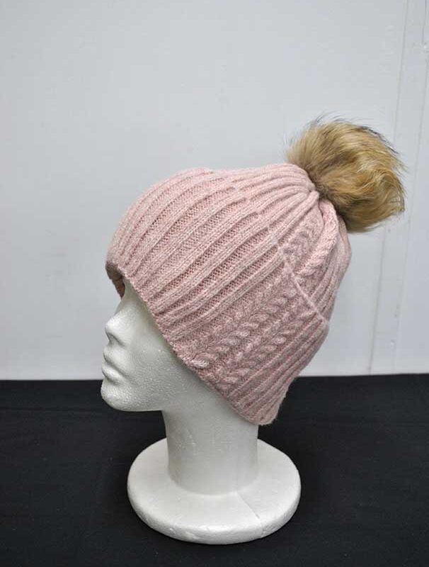 Gorro rosa lana y pompón