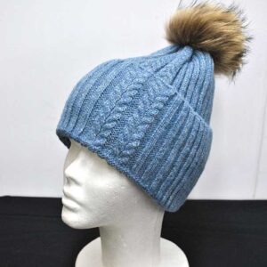 Gorro azul lana y pompón