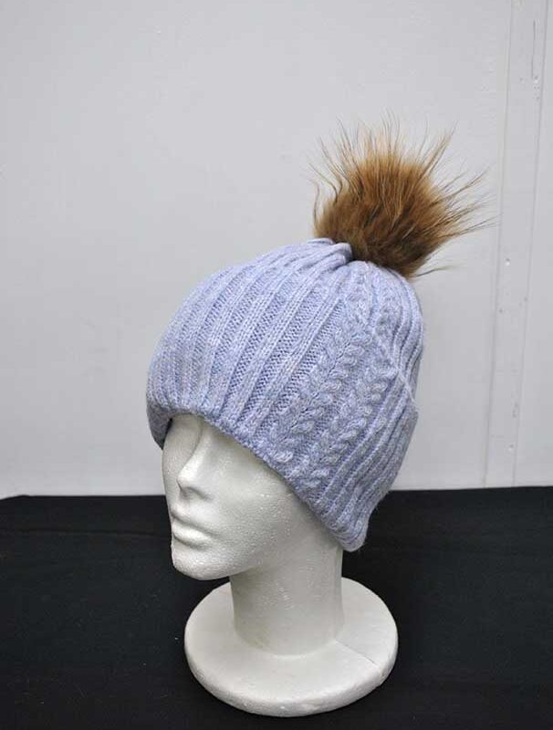 Gorro lila lana y pompón