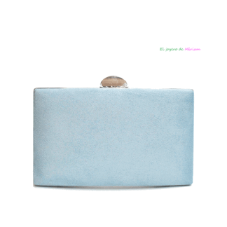 Clutch azul celeste y plata