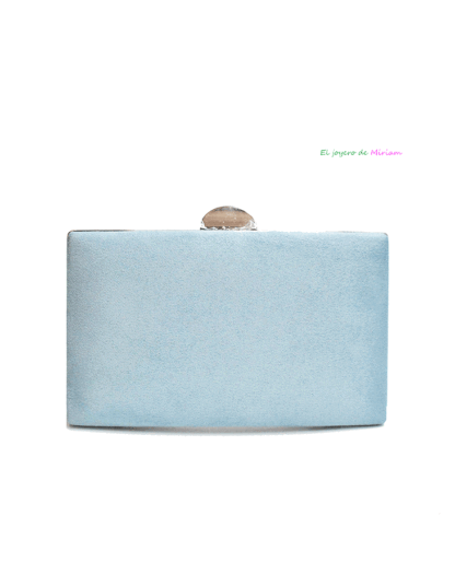 Clutch azul celeste y plata