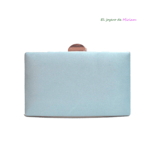Bolso clutch celeste y oro