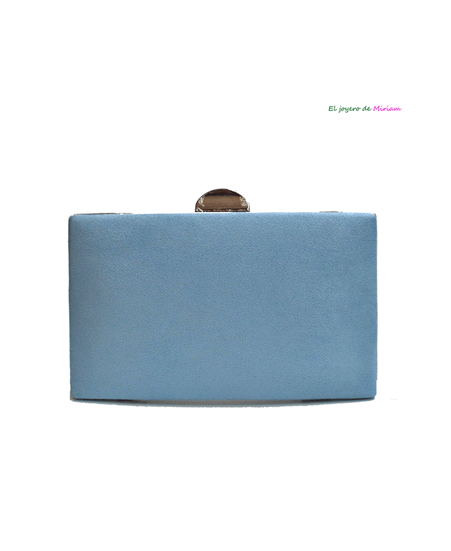 Bolso clutch azul y dorado