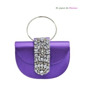 Bolso clutch morado raso piedras