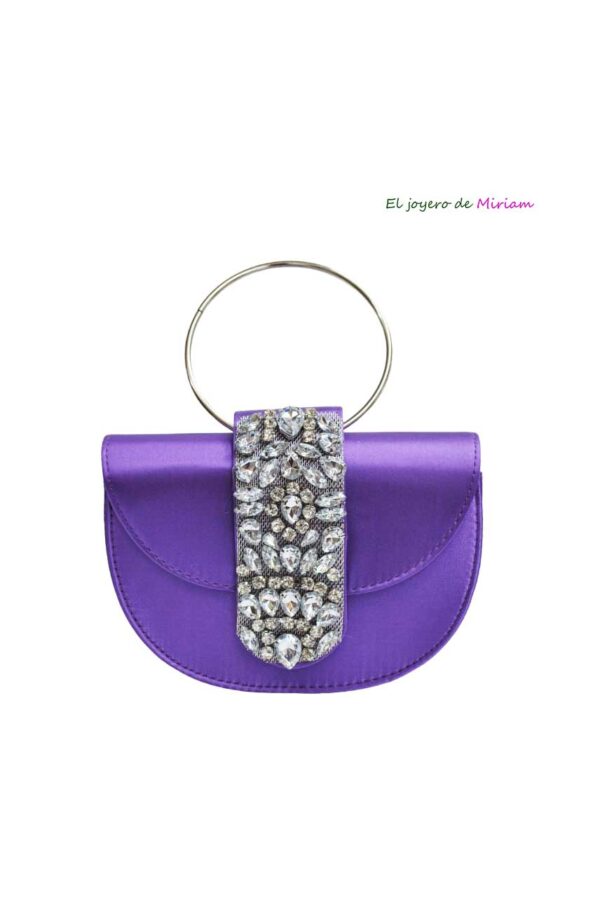 Bolso clutch morado raso piedras