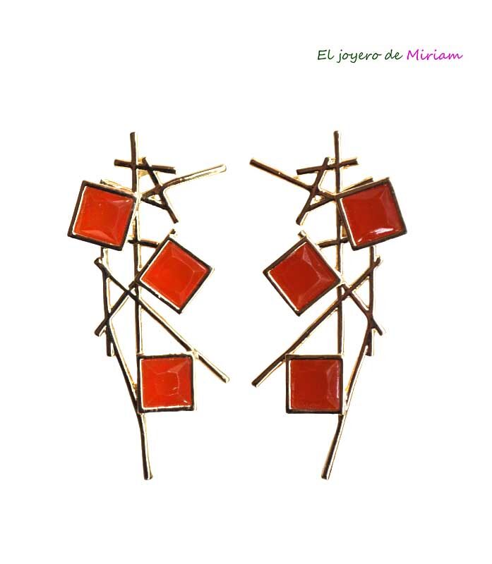 Pendientes naranjas resina