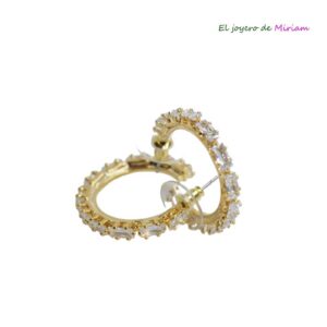 Aros dorados cristal blanco