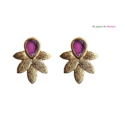 Pendientes acero cristal berenjena