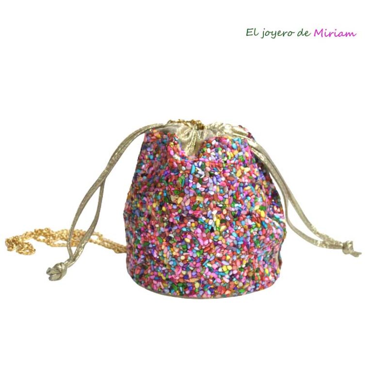 Bombonera dorada piedras