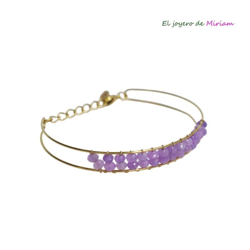 Pulsera dorada y violeta