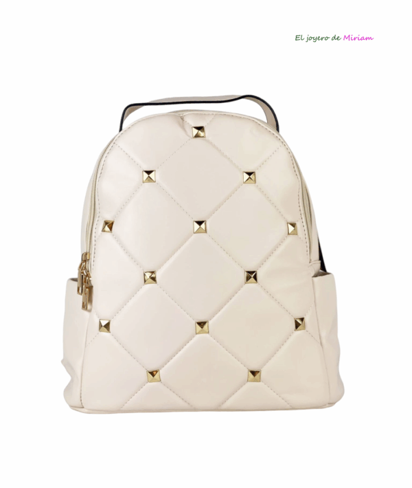 Mochila beige tachuelas