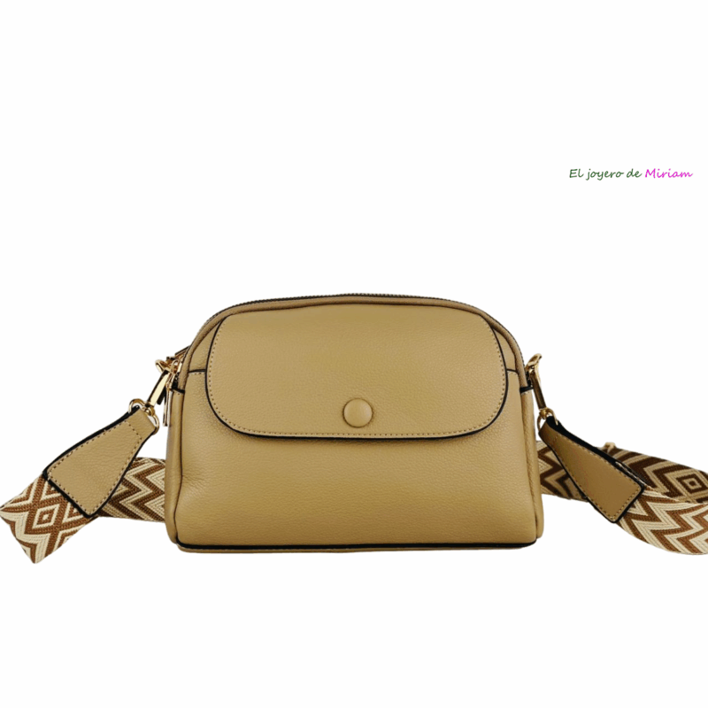 Bandolera beige correa étnica