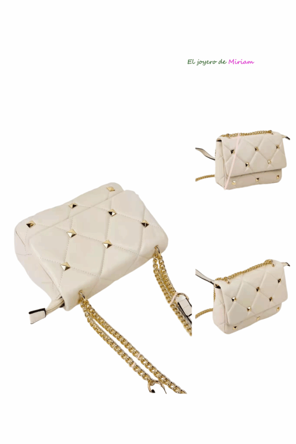 Bandolera beige tachuelas