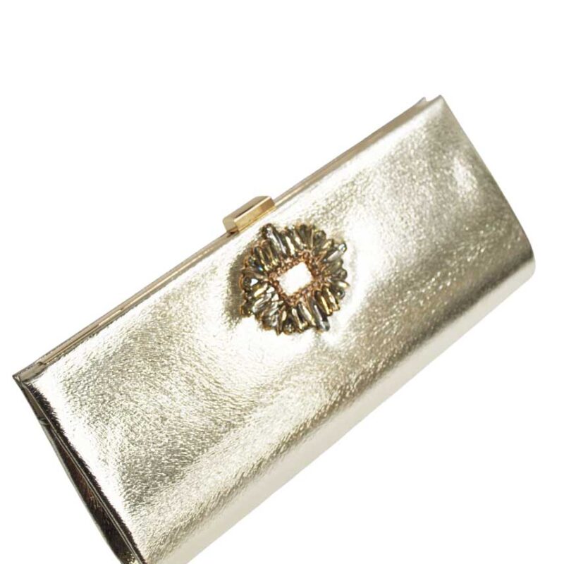 Cartera dorada pedrería