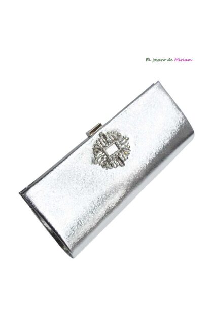 Cartera plateada pedrería