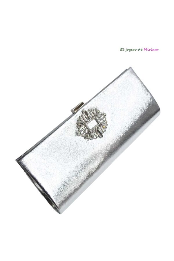Cartera plateada pedrería