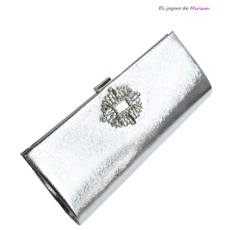 Cartera plateada pedrería