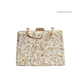 Bolsito clutch piedras blancas